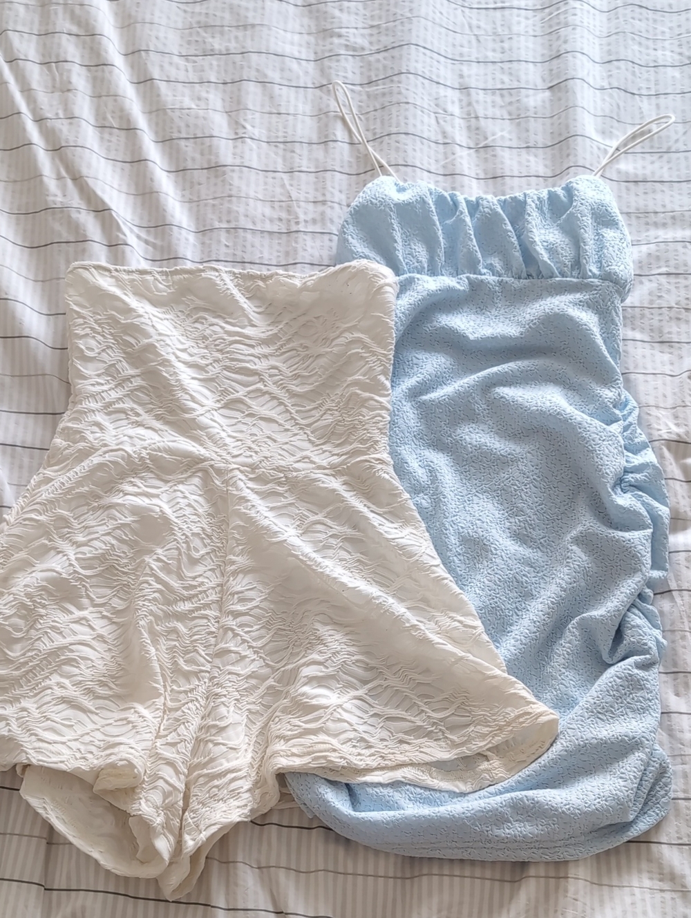 SHEIN White Romper & Light Blue Mini Dress Duo